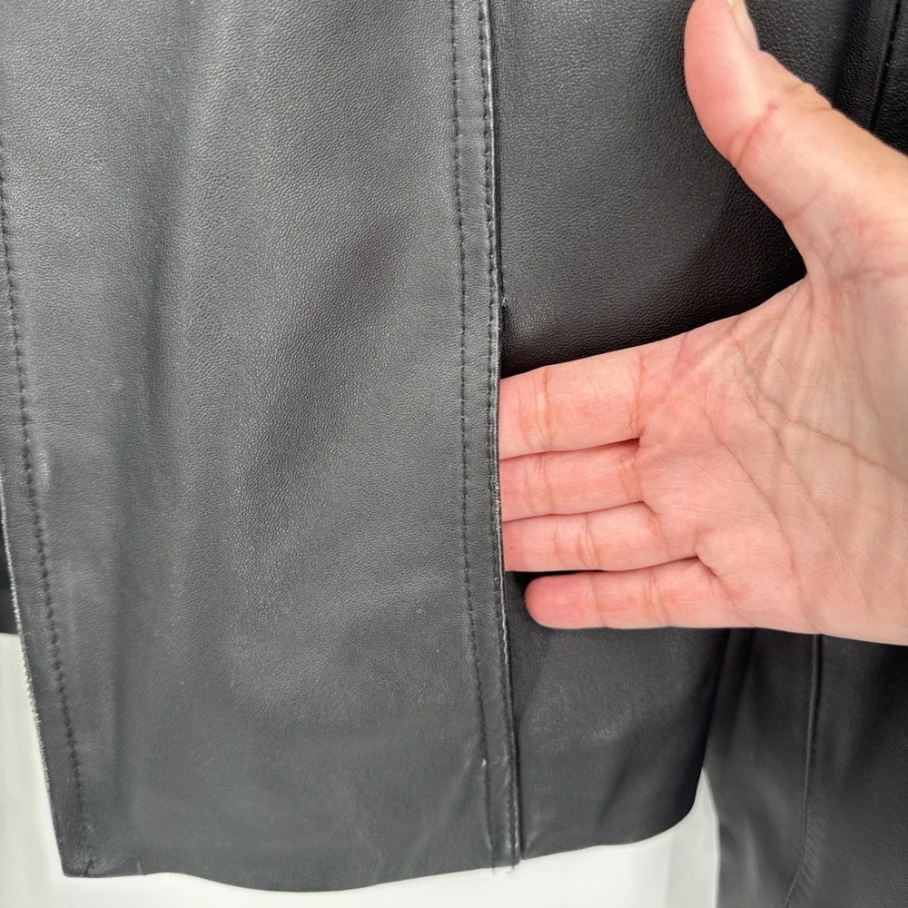 SONOMA Life + Style 100% Lambskin Leather Zip Up Modern Jacket Top Size M VTG